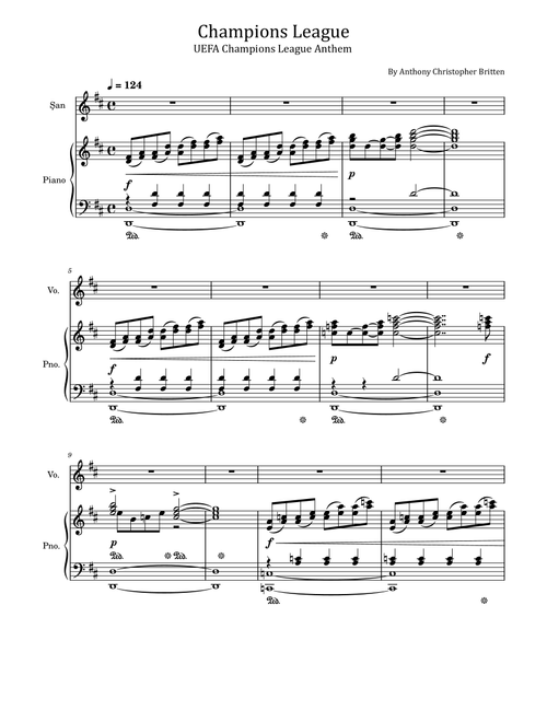 Uefa Champions League Team (Arr. poon) - Anthony Christopher Britten (Piano Vocal)