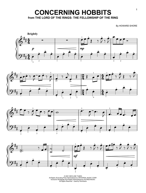 Concerning Hobbits (from Lord Of The Rings: The Fellowship Of The Ring) - Howard Shore (Very Easy Piano)