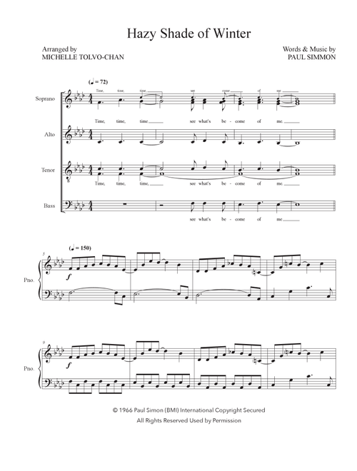 A Hazy Shade Of Winter (Arr. Michelle Tolvo-Chan) - Paul Simon (Choral, SATB)