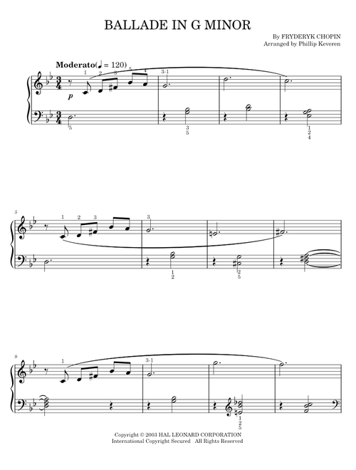 Ballade In G Minor, No. 1, Op. 23 (from The Pianist) (arr. Phillip Keveren) - Frederic Chopin (Easy Piano)