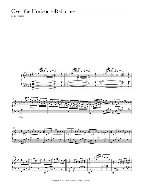 Over the Horizon ~Reborn~ (Arr. Niko Takumi) (Piano Solo)