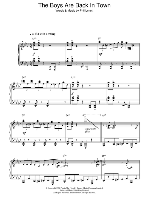 The Boys Are Back In Town (Jazz Version) - Thin Lizzy (Piano Solo)