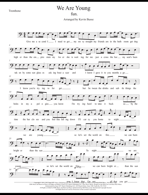 We Are Young (Arr. Kevin Busse) - Fun. Featuring Janelle Monae (Trombone Solo)
