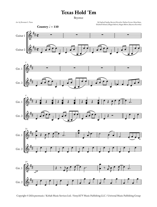 Texas Hold 'em (Arr. Jhonatan Lucio Viana) - Beyoncé (Instrumental Duet)