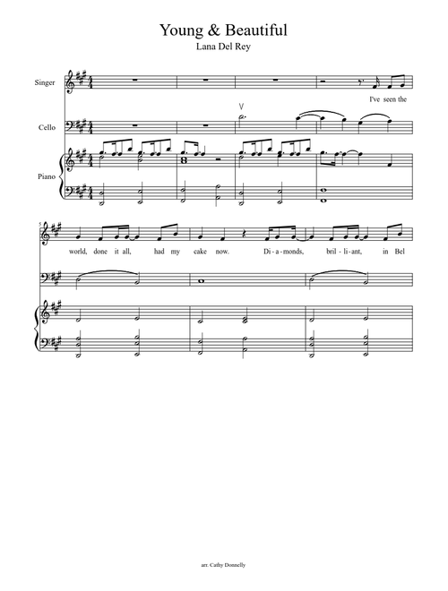 Young and Beautiful with cello part