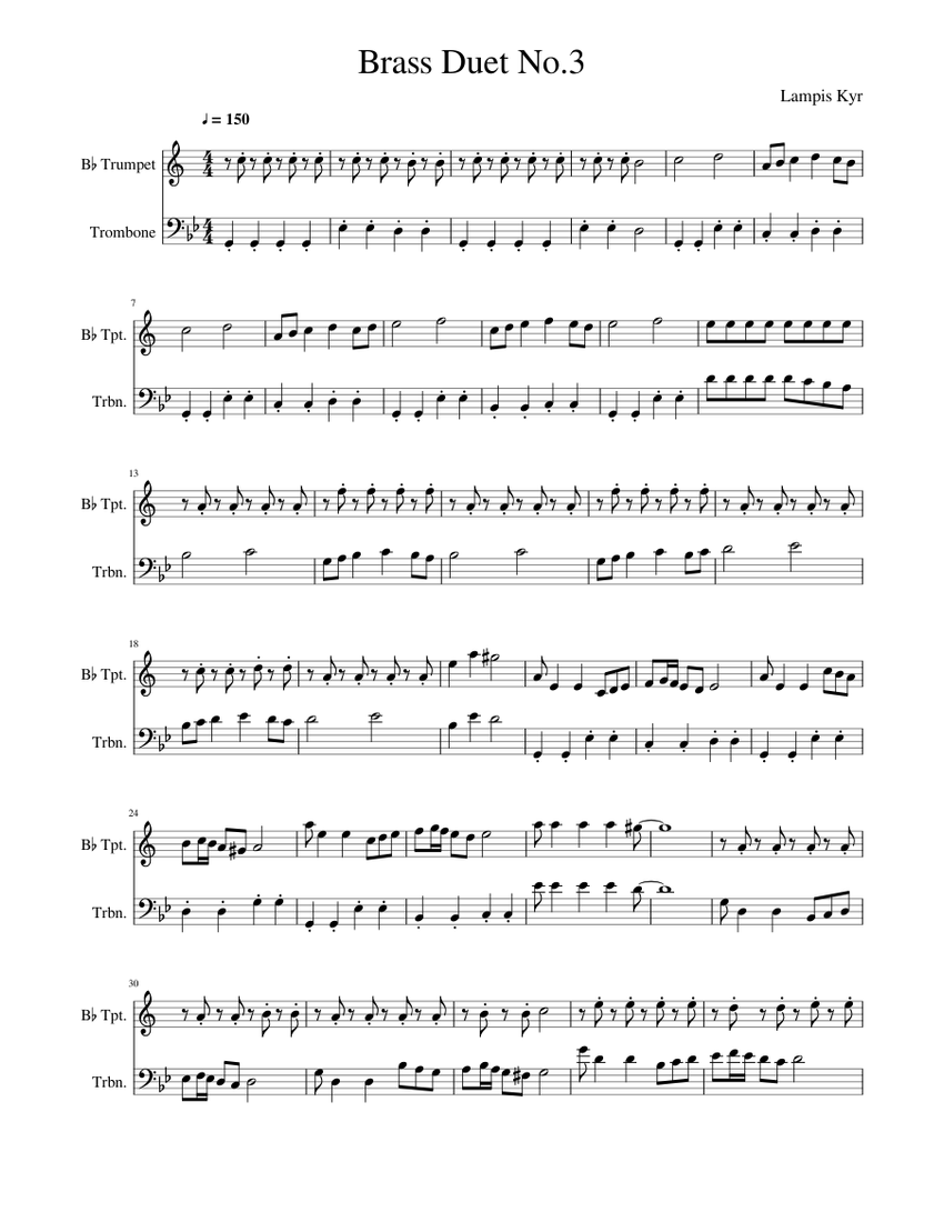 Brass Duet No.3 Sheet music for Trombone, Trumpet in b-flat (Brass Duet ...