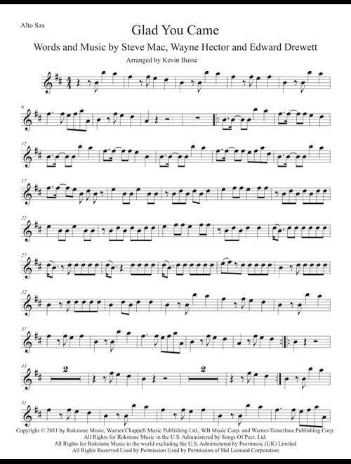 Glad You Came (Arr. Kevin Busse) - The Wanted (Alto Sax Solo)