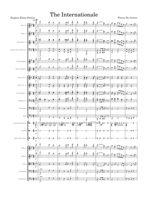 The Internationale – Pierre De Geyter - Full Orchestral Score