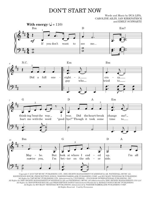 Don't Start Now - Dua Lipa (Easy Piano)