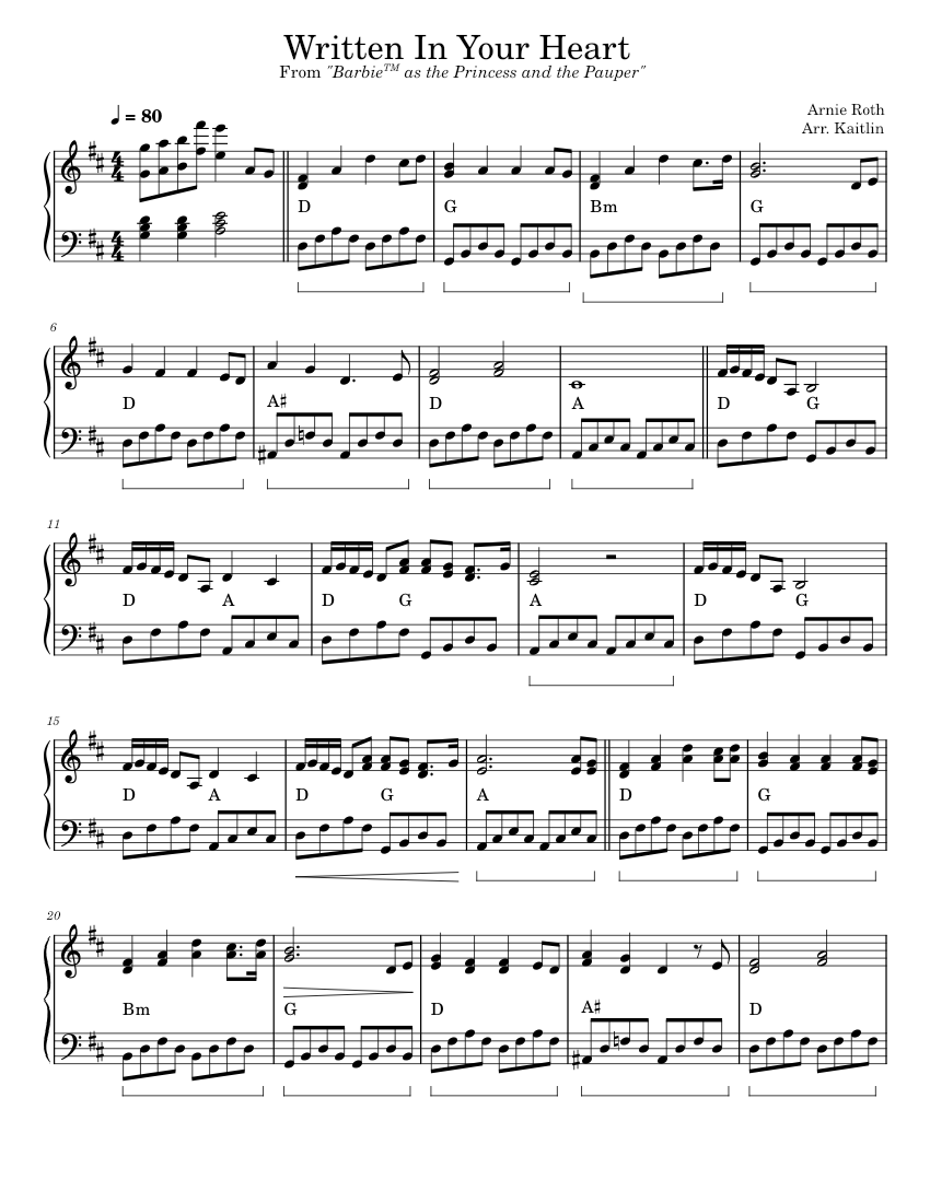 Written In Your Heart - Barbie Sheet music for Piano (Solo) | Musescore.com