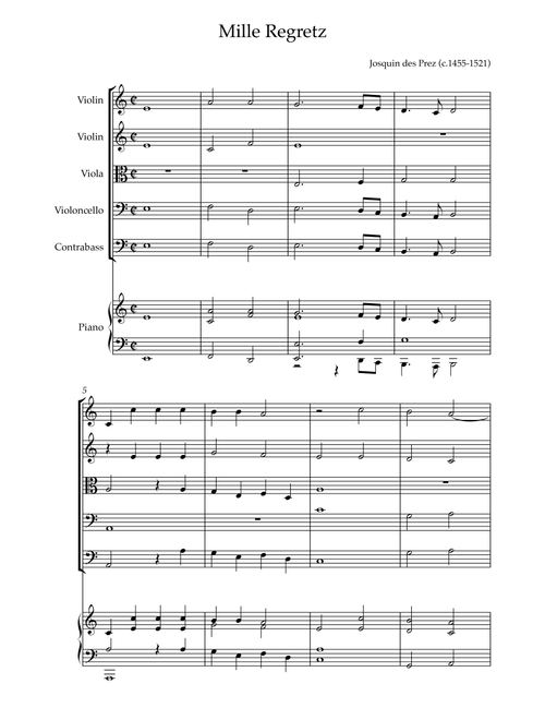 Mille Regretz (Arr. Karen Gueiros) - Josquin Des Prez (String Ensemble)