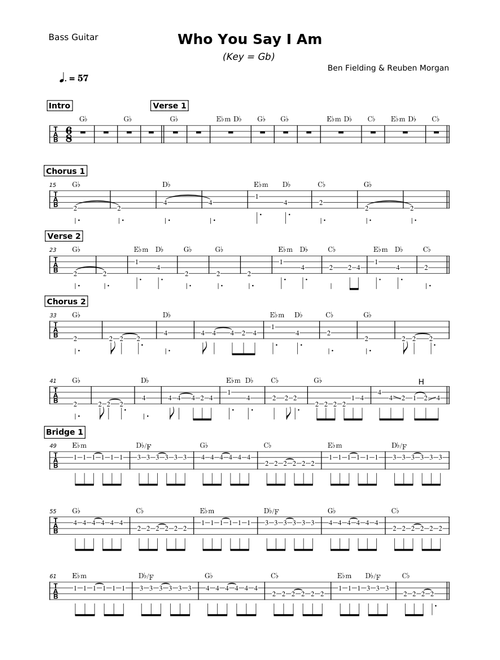 Who You Say I Am – Hillsong Worship (BASS TAB)