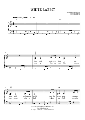 Play Official version of White rabbit Sheet Music by Jefferson Airplane ...