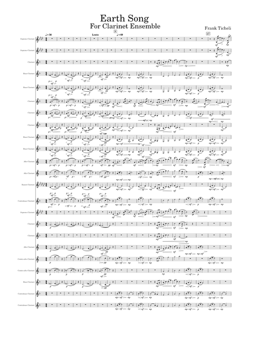 Earth Song – Frank Ticheli Arr. for Clarinet Ensemble