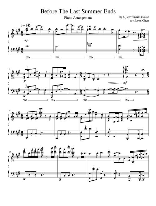 Before The Last Summer Ends by Ujico*/Snail's House (Piano Arrangement)