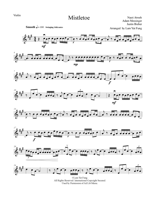 Mistletoe (Arr. Lam Yat Fung) - Justin Bieber (Violin Solo)