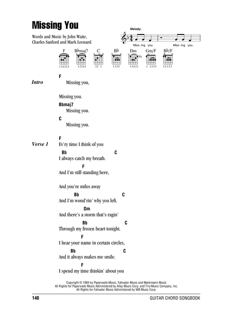 Missing You - John Waite, Brooks & Dunn (Guitar Chords-Lyrics)