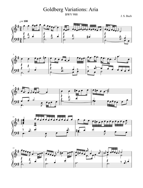 BWV 988 Goldberg Variations: Aria