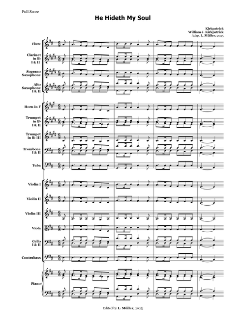 He Hideth My Soul - for Beginner Orchestra (Arr. L. Müller) - William J Kirkpatrick (Large Ensemble)