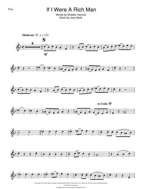 If I Were A Rich Man (from Fiddler On The Roof) - Topol (Flute Solo)