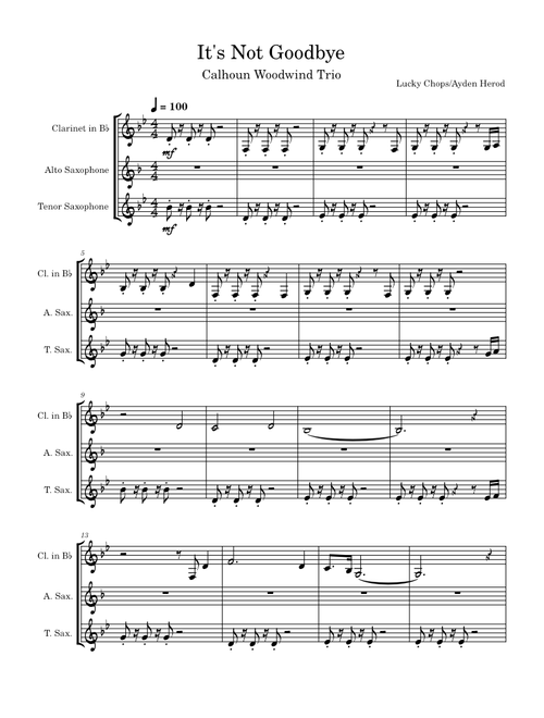 It's Not Goodbye - Calhoun Woodwind Trio