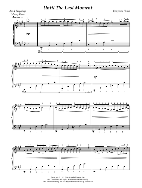 Until The Last Moment (Arr. Behrang Nabizadeh Morsalfard) - Yanni (Piano Solo)