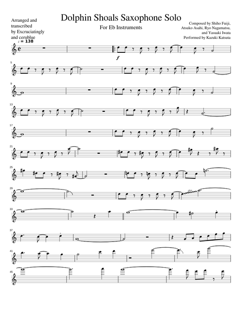 Dolphin Shoals Saxophone Solo - Eb Instruments