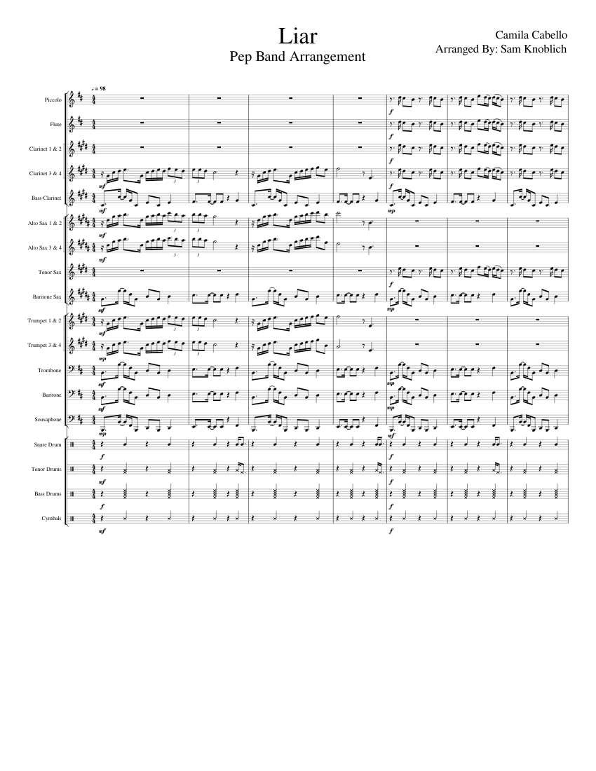 Liar Sheet music for Trombone, Tuba, Flute piccolo, Flute & more