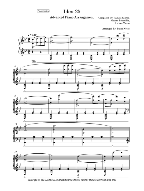 Idea 25 (Arr. Piano Notes) - Ramiro Gibran Alcocer Bobadilla, Andrea Vanzo (Piano Solo)