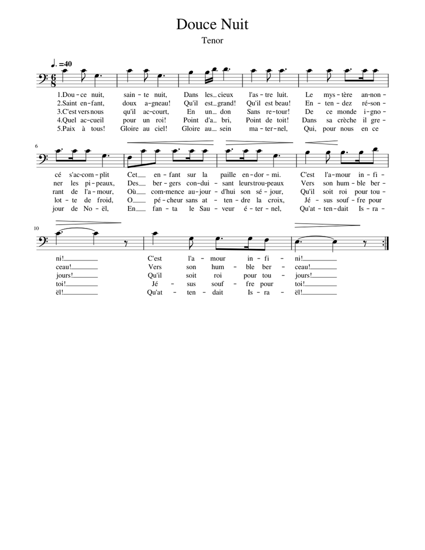 Douce Nuit Tenor Sheet music for Piano (Solo) — free download