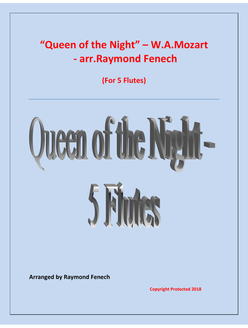 Queen of the Night - From the Magic Flute - 5 Flutes Quintet (Arr. Raymond Fenech) - W.A.Mozart (Woodwind Ensemble)