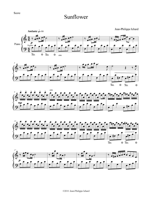 Sunflower - Jean-Philippe Ichard (Piano Solo)