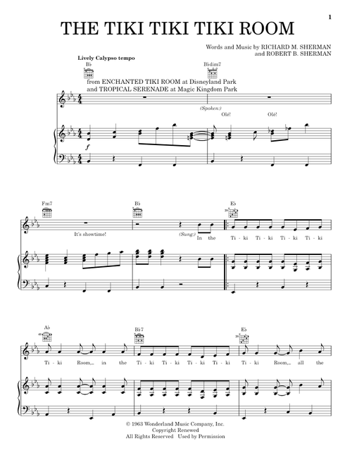 The Tiki Tiki Tiki Room - Sherman Brothers, Gnomeo & Juliet (Movie) (Piano-Vocal-Guitar)
