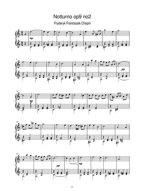 Notturno op9 no2 - Fryderyk Franciszek Chopin (Piano Solo)