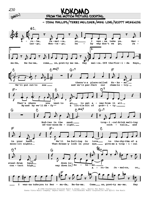 Kokomo - The Beach Boys (Real Book - Melody-Chords-Lyrics)