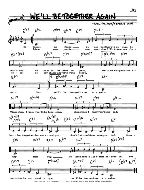 We'll Be Together Again (Low Voice) - Carl Fischer, Frankie Laine (Real Book - Melody-Chords-Lyrics)
