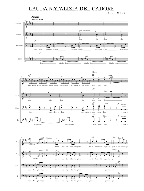 Lauda natalizia del Cadore / Claudio Noliani sheet music arranged by Franco Massimo Corriani