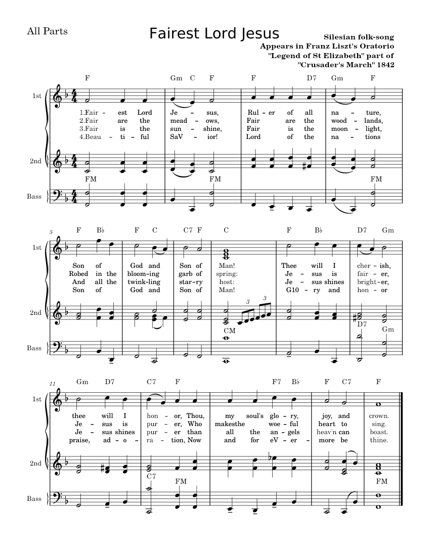 Fairest Lord Jesus – Misc Traditional Sheet Music for