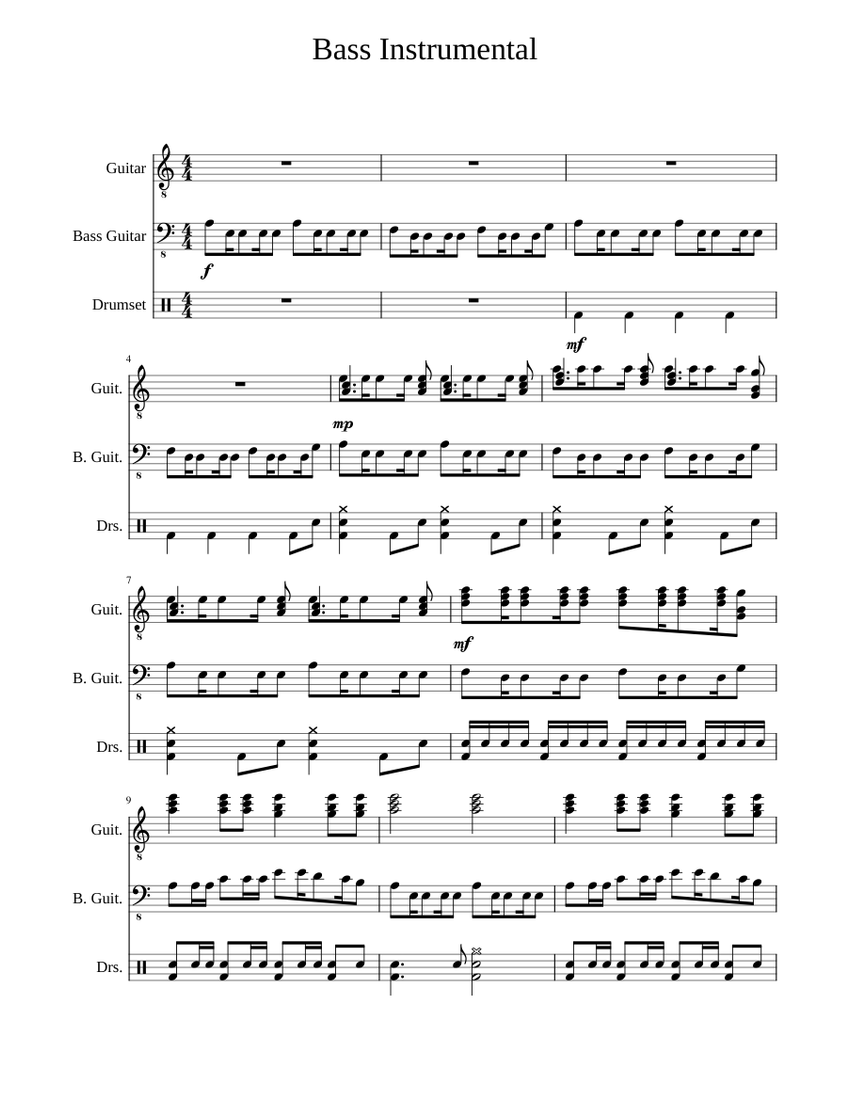 Bass Instrumental V.2 Sheet music for Guitar (Jazz Band) | Musescore.com