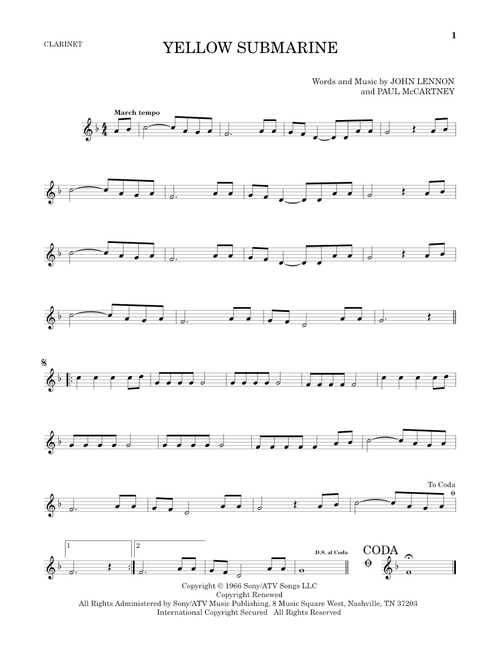 Yellow Submarine - The Beatles (Clarinet Solo)
