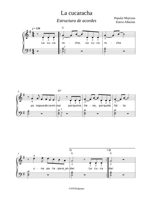 La Cucaracha (estructura de acordes) – Canciones Populares