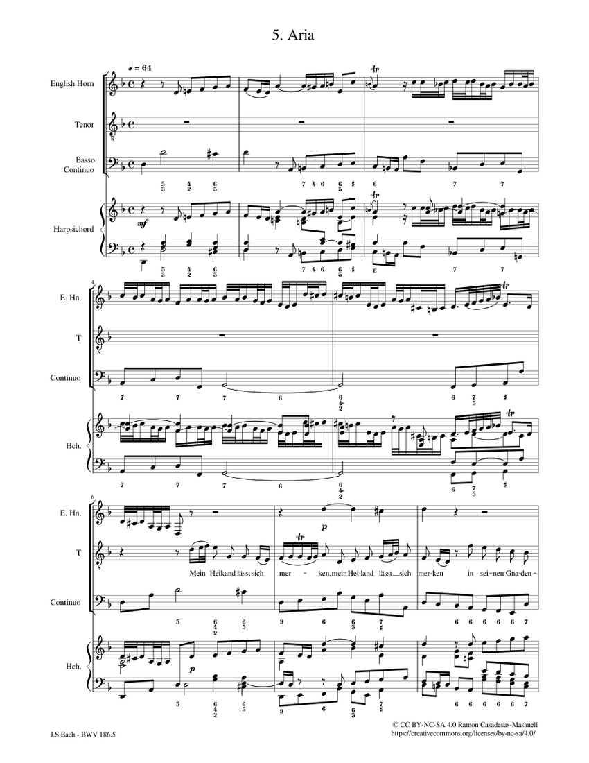 Ärgre dich, o Seele, nicht, BWV 186 / Mvt. 5 Johann Sebastian Bach