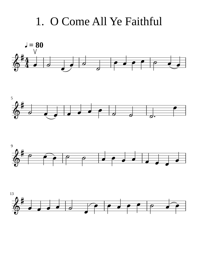 Elementary 2 (Violin) , 1. O Come All Ye Faithful Sheet music for