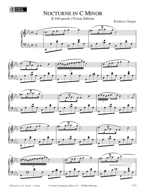 Nocturne in C Minor (posth.) – Urtext Edition – Chopin – c.1837