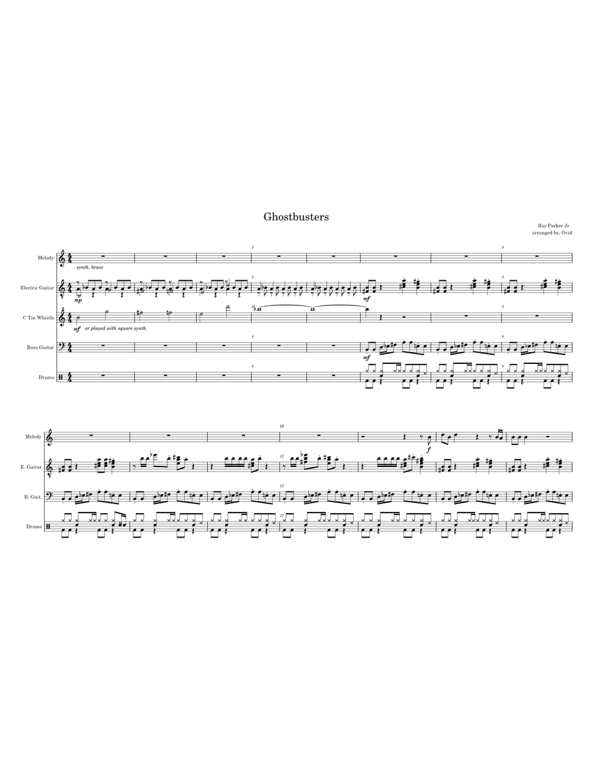 Ghostbusters Ray Parker Jr. Sheet music for Trumpet in bflat, Guitar