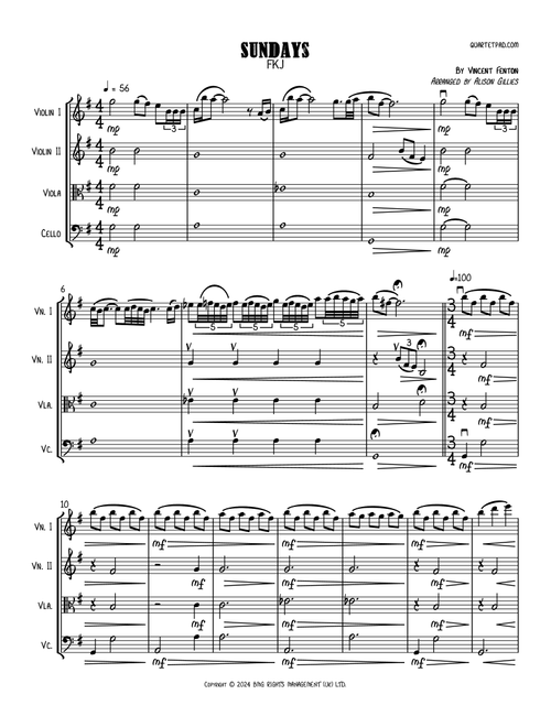 Sundays (Live From Eventim Apollo, London) (Arr. Alison Gillies) - Fkj (String Quartet)