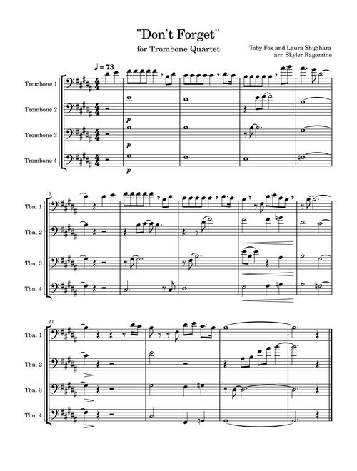 Don't Forget (Arr. Skyler Ragozzine) - Laura Shigihara (Brass Ensemble)