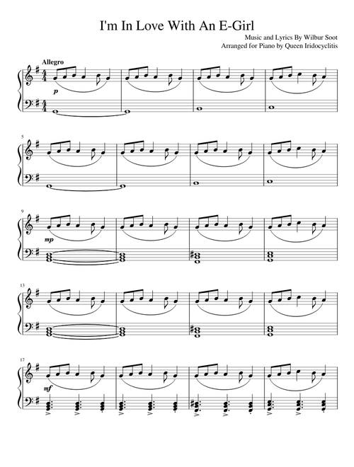 I'm in love with an e girl piano