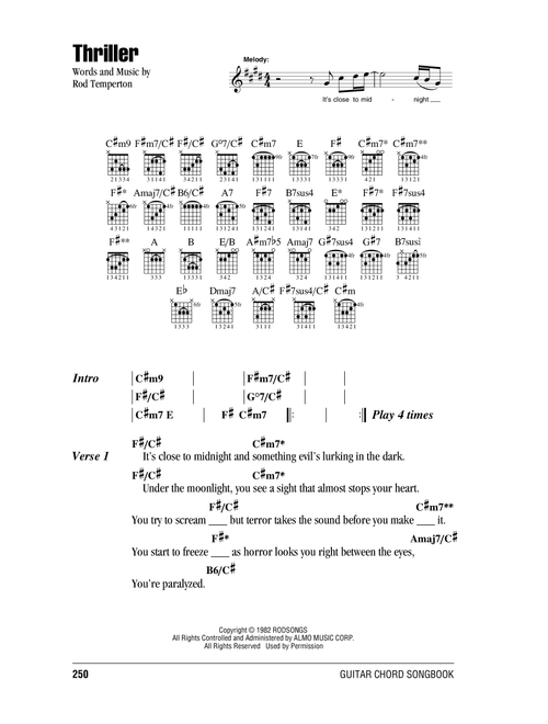 Thriller - Michael Jackson (Guitar Chords-Lyrics)