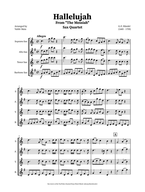 Hallelujah Chorus from Messiah - Sax Quartet (Arr. Valdir Maia) - George Frideric Handel (Woodwind Ensemble)